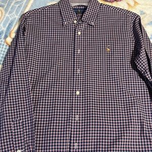 RALPH LAUREN LONG SLEEVE BLUE AND RED BUTTON DOWN